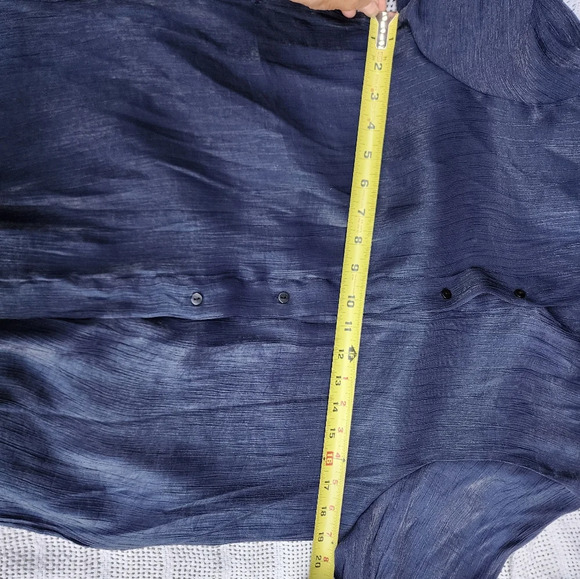 Zara Navy blue shimmery button down S - Picture 11 of 11